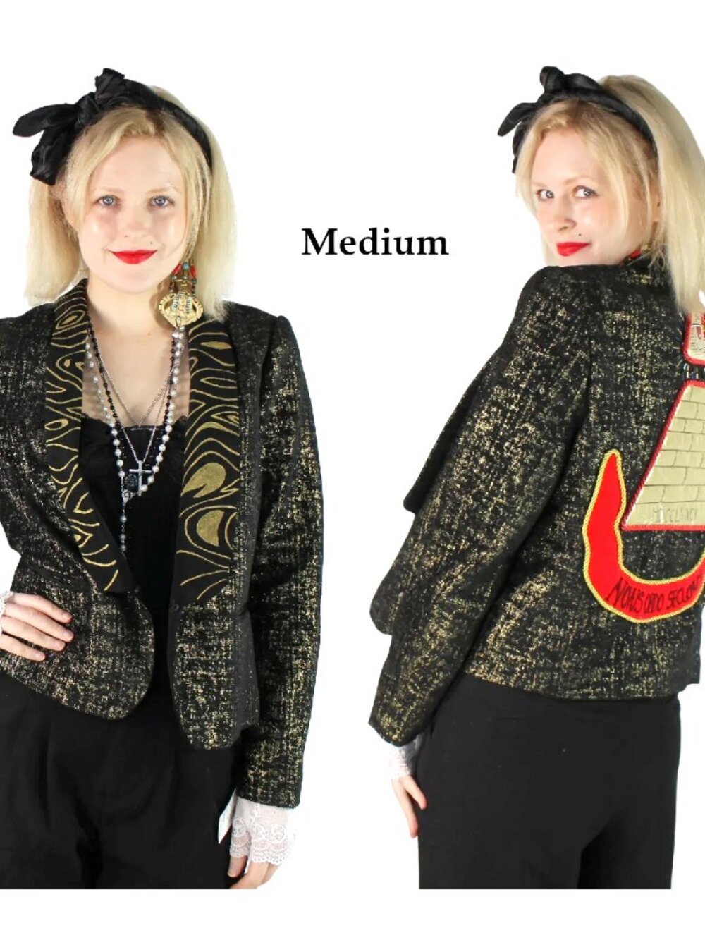 Desperately Seeking 80s Pyramid - Medium* Metallic Gold Black Susan Jacket NWT